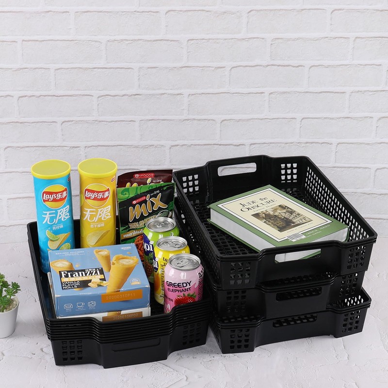 Hayixia 6 Packs Plastic Stacking Storage Baskets, Paper Storage Basket