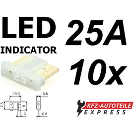 LED Status Micro Low Profile LP Car Mini Fuses FLL Set 3A 5A 7.5A 10A 15A 20A 25A 30A, Current: 25A Amp