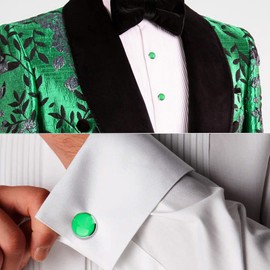 AMITER Men’s Cufflinks and Tuxedo Studs Set, Suitable for Black Suit White Shirts on Wedding, Anniversary, Birthday, Metal