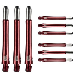 TARGET Darts Grip Style Aluminium Shaft - Pack of 9 | Red, Medium (48.8mm) | Professional Darts Accessories, 2BA Shaft Multipack with Rings, Dart Shaft Multipack, Dart Stems