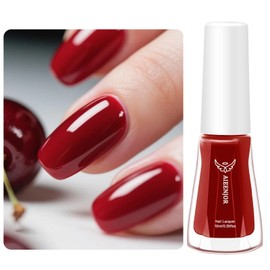 Aieenjor Cherry Red Nail Polish, Quick Dry Nail Polish, No UV Lamp Needed, Streak Free, Long- Last Fingernail Polish for Nail Manicure Salon DIY Nail Art, 0.35 fl oz