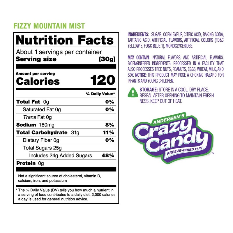 Andersen's Crazy Candy Freeze-Dried Citrus Blend Candy, 1.1 oz, Fizzy