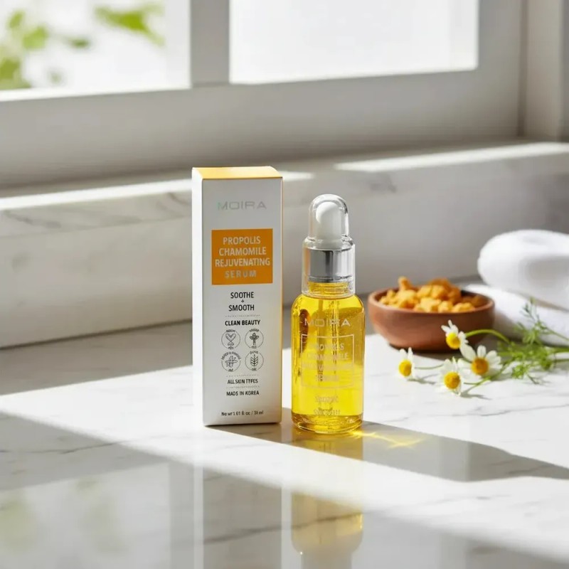Sérum Coreano Moira Cosmetics con Manzanilla FPS 1, Hidratante Antiedad