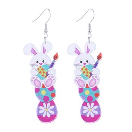 Bunny Happy Easter Rabbit Egg Chicken Drop Earrings for Women Jewelry Acrylic Animal Colorful Painted Eggs for Party Decoration Lightweight Holiday Carrot Spring-2