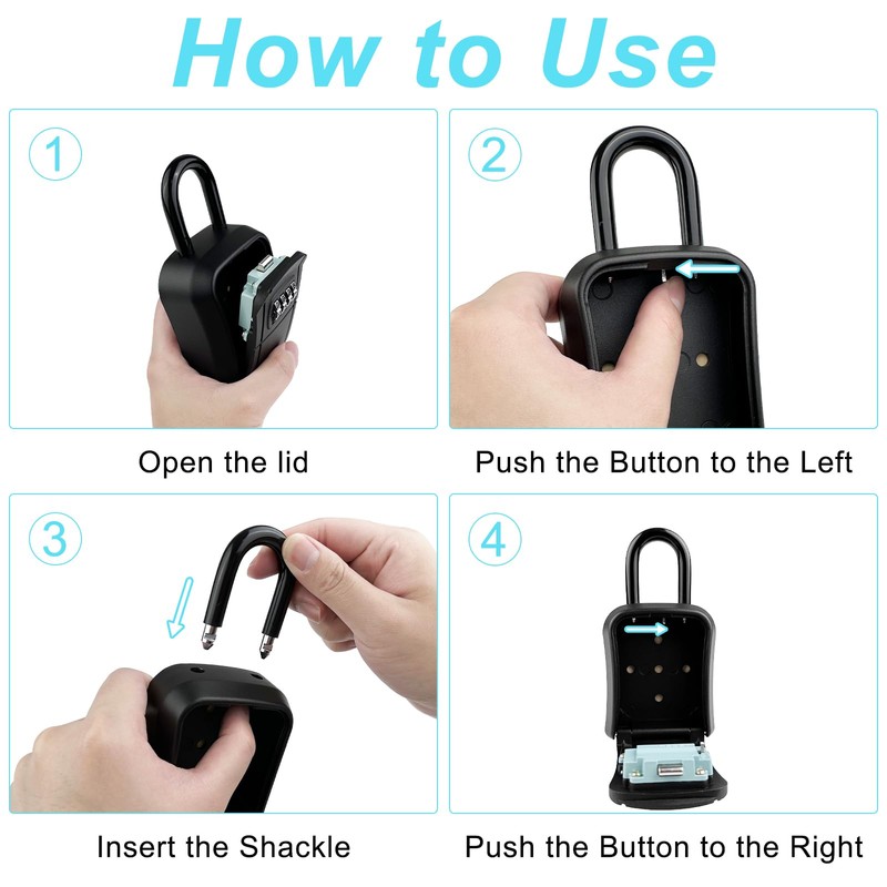 Noxtioanip Key Safe with Number Code, Key Safe 4 Digit
