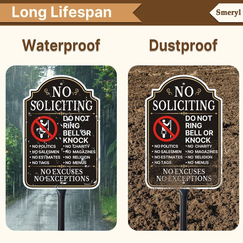 Smeryl No Soliciting Do Not Ring Bell Or Knock Sign