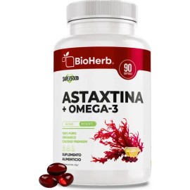 BioHerb  Astaxantina 12mg  Omega 3 EPA y DHA  Fórmula Premium de Alta Concentración  90 Cápsulas de 1000 mg  Ácidos Grasos Naturales  Suplemento...   