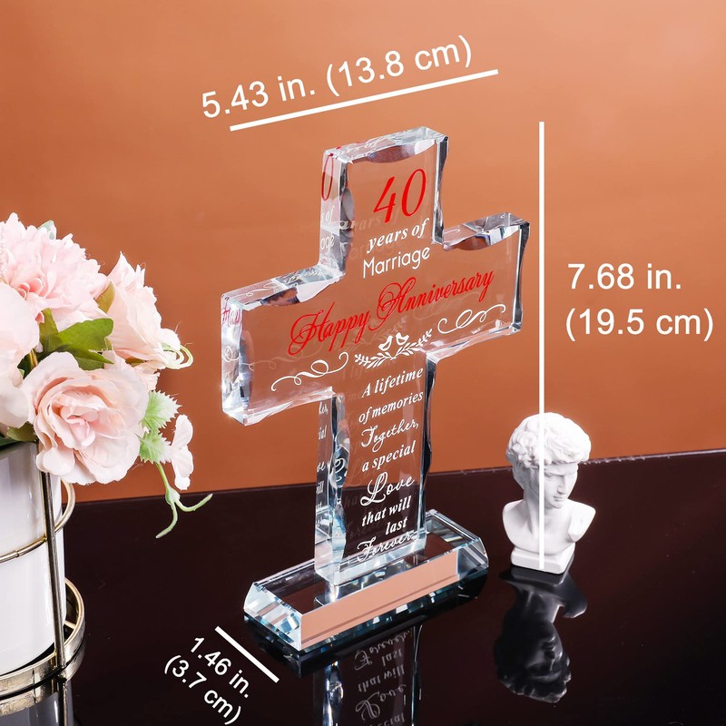 YWHL 40th Wedding Anniversary Cross Gifts for Parents, 40 Years
