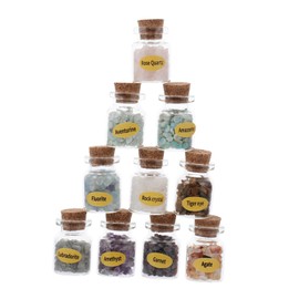 iplusmile Educational Stone Specimen Flask Collection 10pc Crystal Gemstone Wishing Bottles