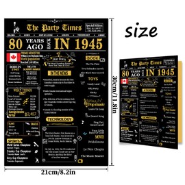 80th Birthday Cards, 80th Black Gold Birthday Decorations, Best 80 year old Birthday Gifts for Women Men, Happy Birthday Cards for Grandpa Grandma