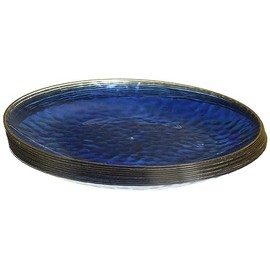 Blue Sky Organic Hammered Blue With Gold Rim Plates - 10 Count, 7" | Round Disposable Plastic, Elegant Design for Parties & Events