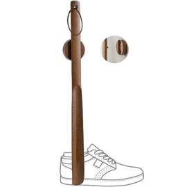 Shoe Helper for Seniors Japanese Style Medium and Long Handle Magnetic Suction Shoehorn, Double Storage Design Beech Shoe Helper, Wear Shoe Tool (Color : Brown, Size : 50 * 3.5cm)