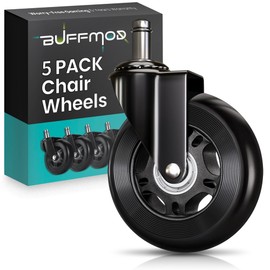 Office Chair Wheels Replacement - 3″ Heavy Duty Caster Wheels for Gaming & Work, Smooth Rolling, Safe for Hard Floors and Low Carpets, Universal Fit (Set of 5, Black)