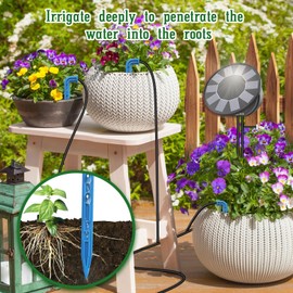 TRJZWA Solar Bewässerungssystem für Garten Balkon Automatisches Bewässerungssystem,Solar Bewässerungsanlage Tropfschlauch Bewässerung mit 9 Bewässerungsprogrammen und 10m Bewässerung Tropfschlauch