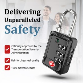 Joyway Luggage Locks TSA Approved, Travel Lock with Zinc Alloy Body, Open Alert, Easy Read Dials, for Travel Suitcase, Bag, Backpack, Tent, Fence, Lockers