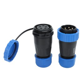 Waterproof Plug Socket Connector 380V 45A Welding Free Female Male Aviation Power Connector 5 Pin, Contact Size 2.8x5mm