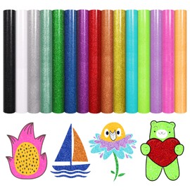 TECKWRAP Glitter Heat Transfer Vinyl 15 Sheets HTV Vinyl Bundle 12''x10'' Iron on Vinyl for T-Shirts, Clothes, Hats, Bags