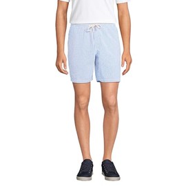 Lands' End Men's 7 Inch Deck Short Royal Cobalt Pin Stripe Regular Large