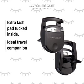 Japonesque Go Curl Travel Eyelash Curler, Perfect for On the Go Use, with Extra Soft, Gentle Lash Pad, Black