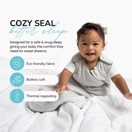 Supersoft Rayon Made from Bamboo Sleep Sack 1.0 TOG, Unisex Baby Sleep Sack with 2-Way Zipper YKK, Wearable Blanket Baby (Light Grey, 0-6 Months)