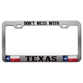 Custom Brother - Don't Mess with Texas Texas Chrome Steel Metal License Plate Frame Auto Car SUV Tag Holder, R24