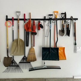 WellMade 64'' Adjustable Garden Tool Organizer, Garage Storage System with Hooks, Wall Mount Tool Organization Rack, Black