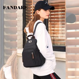 FANDARE Men's Mini Rucksack, One Shoulder Bag, Body Bag, 2-Way Backpack, Small, Lightweight, Work or School, Unisex, Waterproof, Polyester, Black