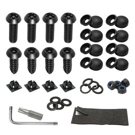Ferianl Anti Theft License Plate Screws Kits, Stainless Standard License Plate Frame Mounting Hardware, M6 (1/4") Tamper Proof Screws, Caps Cover for Securing License Plates Frames on Car, Truck