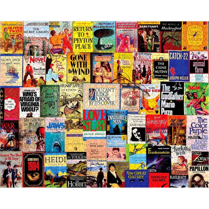White Mountain Puzzles "Best Sellers", Vintage Book Covers Collage, 1000