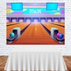 PHMOJEN Bowling Backdrop, Ball Scoring Screen Indoor Sports Brown Floor,