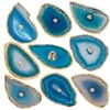 KYEYGWO Pack of 4 Blue Agate Discs Furniture Knobs with