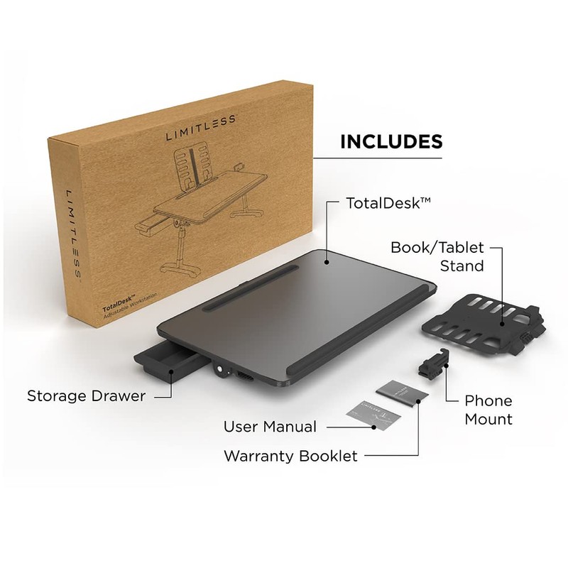 Limitless TotalDesk Portable Modern Workstation and Lap Desk with Adjustable