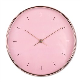K&L Wall Art Pink Gold Wall Clock without Ticking Noises Rose Gold Wall Clocks Modern Living Room Decoration Diameter 25 cm for Girls Silent Quartz Movement (Pink Rose Gold Look)