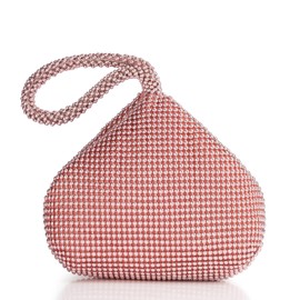 BABEYOND Women's Beaded Clutch Evening Bags Vintage Elegant Triangle Purse for 1920s Party Prom Wedding, Rosegold, One Size