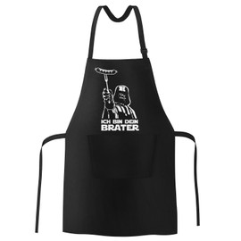 MoonWorks® BBQ Apron for Men with Saying “Ich Bin Dein Brater” Cotton Apron Cooking Apron Barbecue BBQ Meat Summer, Brater Black