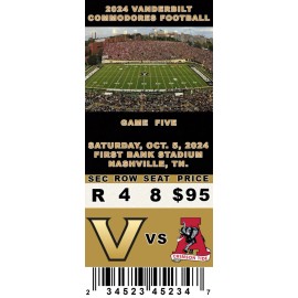 VANDERBILT BEATS ALABAMA IN 2024 MCAA FOOTBALL COMMEMORATIVE SIDE BY SIDE TIX(2)