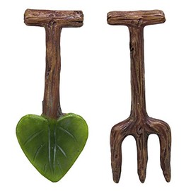 Miniature World Leaf Garden Tools Ornaments - Brown (Pack of 2)