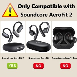 [2 Pack] easyBee Case Compatible with Soundcore AeroFit 2 Open-Ear Bluetooth Headphone Charging Cover with 2 Keychain, Soft Liquid Silicone Ultra Thin Shockproof Protective Kit - Black and Blue
