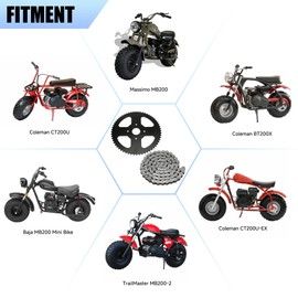 YOXUFA Mini Bike Sprocket 60T with 420 Chain 90 Links Compatible with Coleman CT200U BT200X CT200U-EX Baja Warrior Massimo TrailMaster MB200 Axis M200 Predator 212 196cc 200cc 6.5hp Powersports Parts