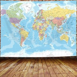 ICTEISOM World Map Tapestry Wall Hanging, Map of The World with National Educational Wall Tapestries Room Decor, World Map Poster for Bedroom Living Room Dorm Home Decoration 60 x 40 Inch