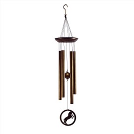Rivers Edge Products Brass Wind Chime, 29 by 4 Inches, Soothing Metal Wind Bell for Outside, Durable Outdoor Decor for Patio, Garden, or Cabin, Horse Bronze