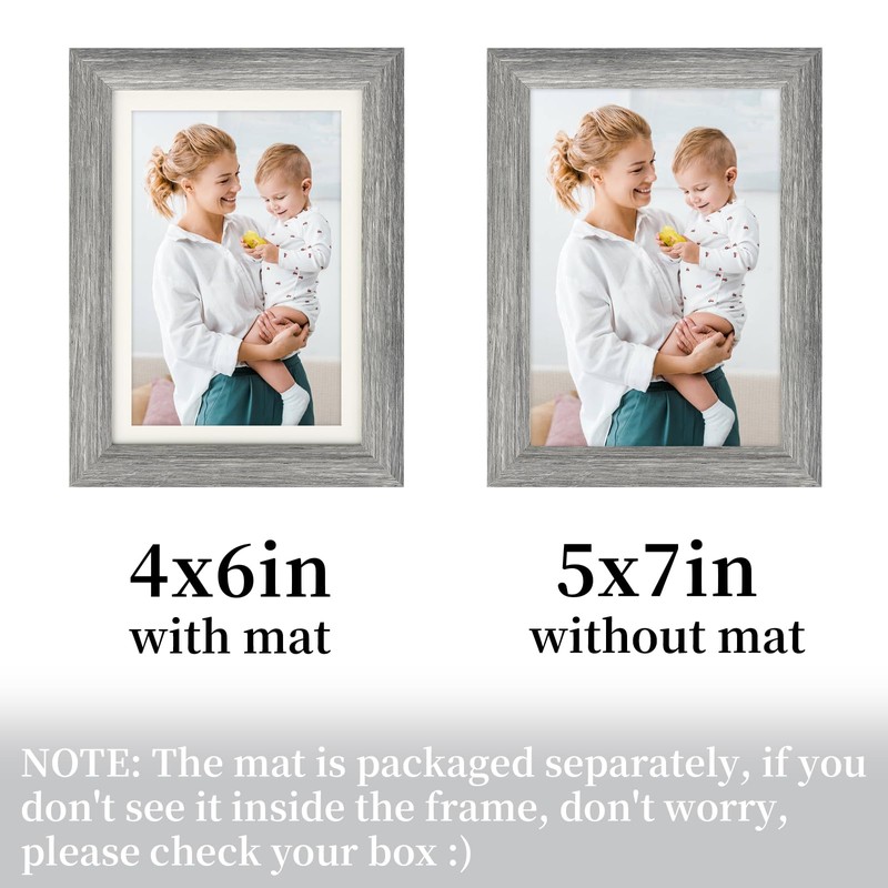 AEVETE Picture Frame 5x7 Gray Photo Frames Rustic for Wall