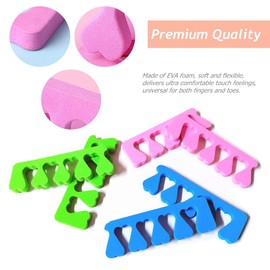 RuiChy 24 Pcs Toe Separators for Pedicure, 3 Colors 12 Pairs Soft Toe Stretcher Toe Spacers Finger Dividers Sponge Toe Cushion for Manicure Art Salon Toe Separators