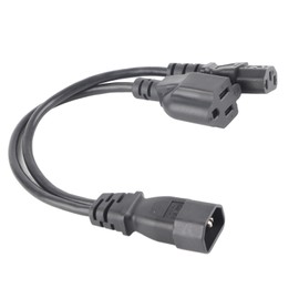 C14 Male to C13 Nema 5‑15R Female Y Splitter Power Cord 1 in 2 Out 10A 250V Waterproof Power Extension Adapter Cable