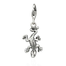 NKlaus 15664 Women's Charm Pendant Salamander 925 Silver Antique 18 x 10 mm Jewellery for Charm Bracelet, Silver
