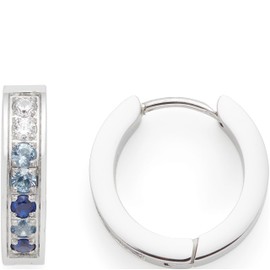 Jewels by Leonardo Inka Creole Earrings 1 Pair of Silver-Coloured Stainless Steel Zirconia Stones in Graduated Blue Tones 024913, Stainless Steel, No Gemstone