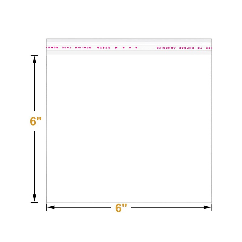200 Pack 6" x 6" Thick Clear Resealable Self Seal