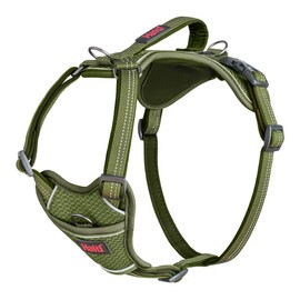 HALTI Anatomy Dog Harness with Handle - Freedom of Movement for Your Dog. 3 Leash Connection Points, Neoprene Padding, Adjustable and Reflective (Medium, Green)