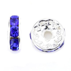 Allb 100Pcs Rondelle Spacer Beads 8mm Silver Plated Czech Crystal Rhinestone for Jewelry Making Loose Beads for Bracelets