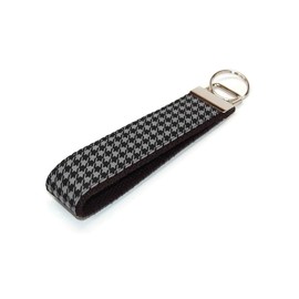 Houndstooth Gray and Black Keychain Fabric Key Fob